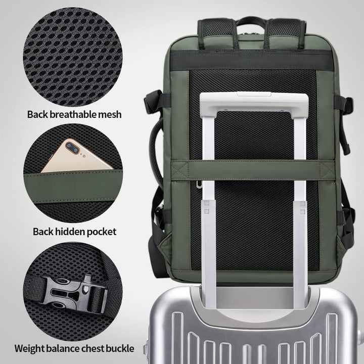 Expandable 26–45L Waterproof Travel Backpack with Laptop Sleeve & Duffle Carry | Kalsten