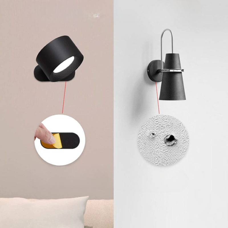 LED Wall Lights, Wall-mounted Lamps with Rechargeable Battery, 3 Color Temperatures & 3 Brightness Levels, 360° Rotatable Magnetic Ball, Wireless Wall Lights for Study, Reading, Nightstand | Noxord