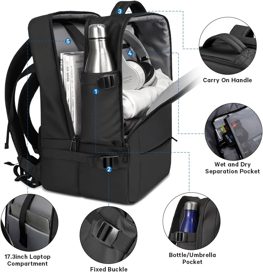 Expandable 26–45L Waterproof Travel Backpack with Laptop Sleeve & Duffle Carry | Kalsten