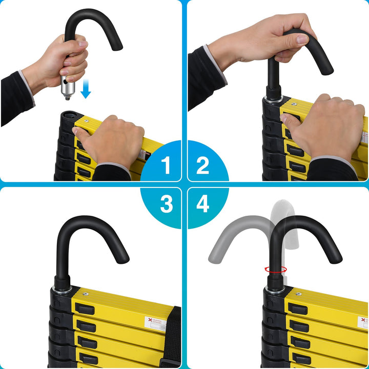 Telescopic Ladder Aluminum with Removable Hook | Kalsten