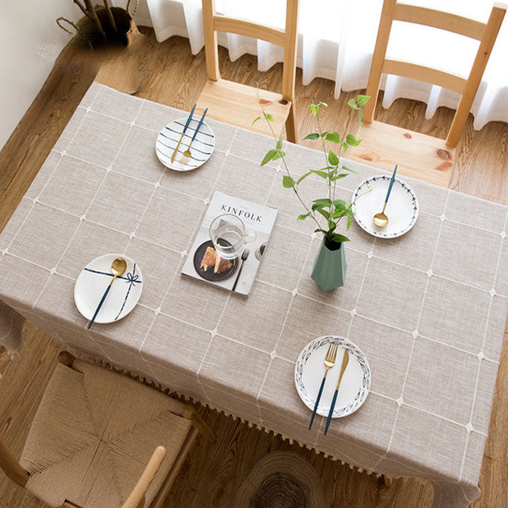 Kalsten | Waterproof Oil-resistant Rectangular Tablecloth Cotton Linen Wrinkle-resistant Tablecloth for Kitchen Dining Room Buffet Party