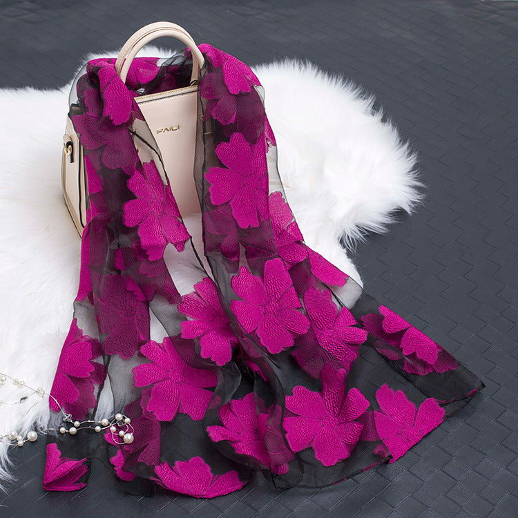 Kalsten | Silk scarf with cut flowers hollow motif