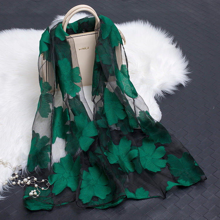 Kalsten | Silk scarf with cut flowers hollow motif