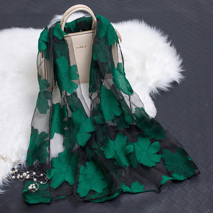 Kalsten | Silk scarf with cut flowers hollow motif