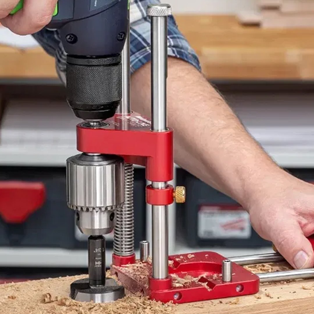 Noxord | Drill Press Guide for Handheld Drills - Portable & Adjustable Woodworking Jig