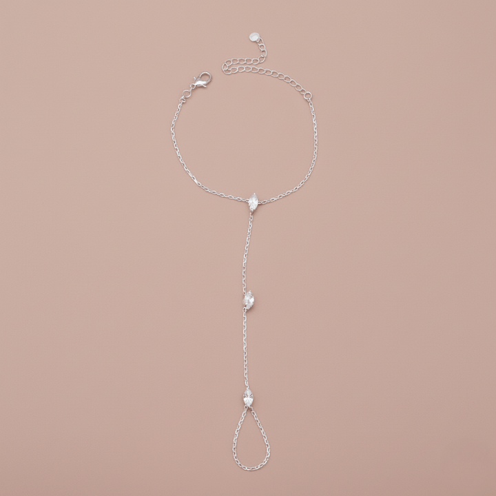 Kalsten | Adjustable Finger Ring Bracelet made of Stainless Steel with Crystals