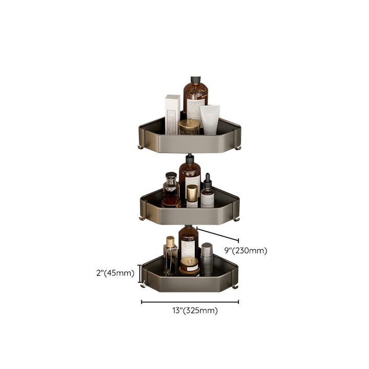 Kalsten | Contemporary Aluminum Bathroom Accessory Set Gray Bath Shelf