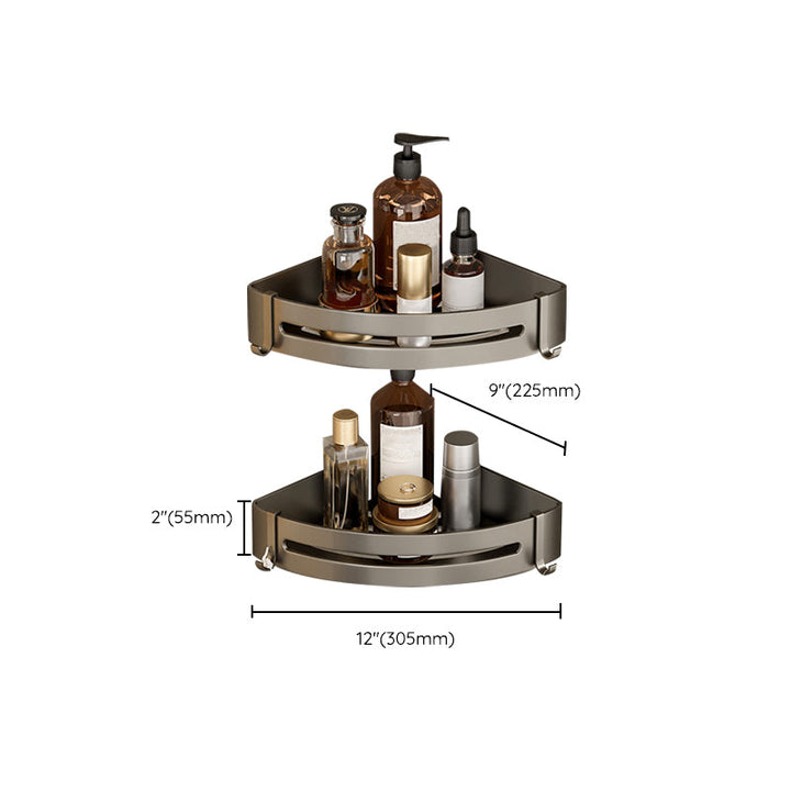 Kalsten | Contemporary Aluminum Bathroom Accessory Set Gray Bath Shelf