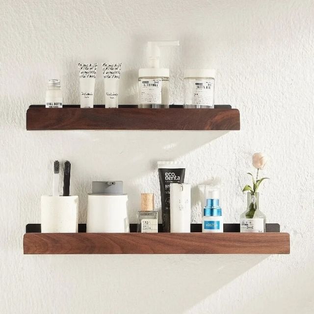 Kalsten | Solid Wood Bathroom Organizer Shelves Without Drilling