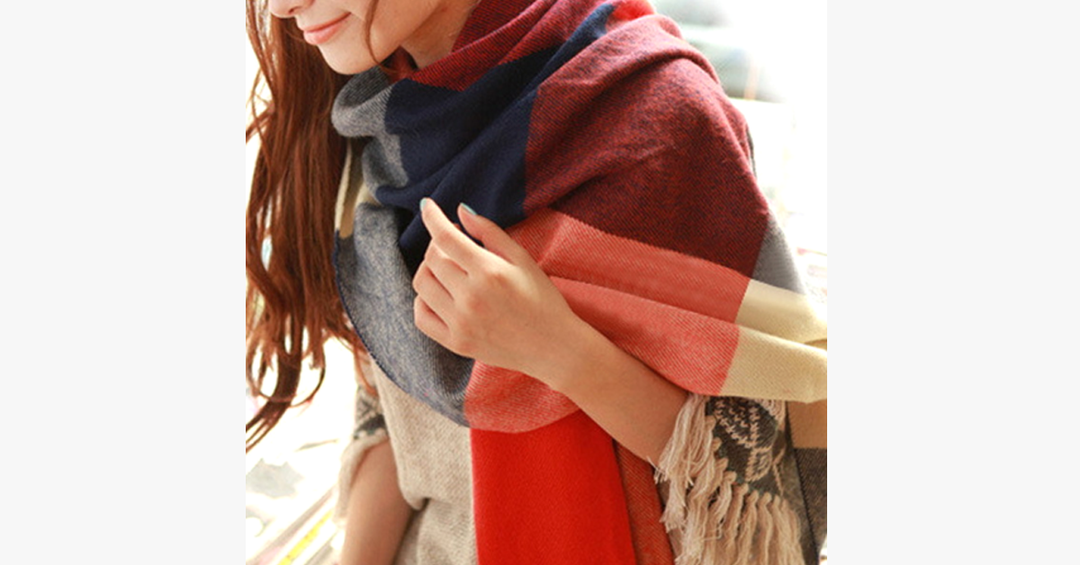 Kalsten | Checked Pattern Wool Scarf and Shawl - Various Colors
