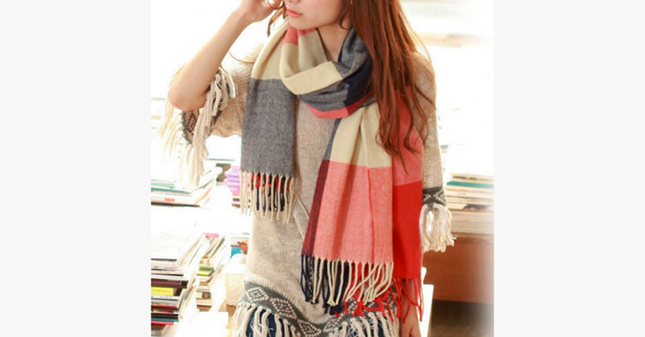 Kalsten | Checked Pattern Wool Scarf and Shawl - Various Colors