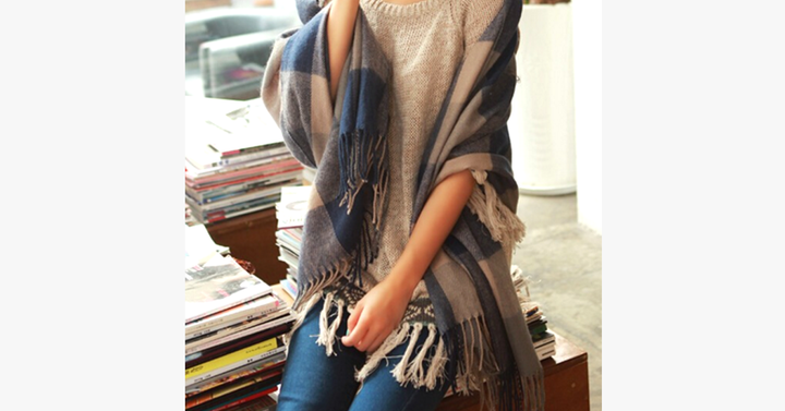 Kalsten | Checked Pattern Wool Scarf and Shawl - Various Colors