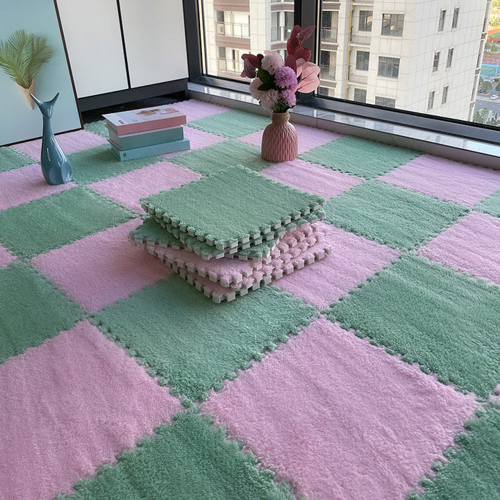 Kalsten | Multicolored Level Loop Carpet Tile Non-Slip Composite Floor Tiles for Bedroom