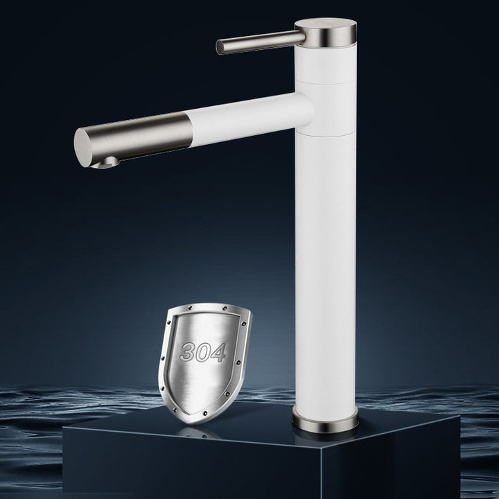 Kalsten | Modern Vessel Sink Faucet Stainless Steel Single Handle Low Arc Pull Down Vessel Faucet