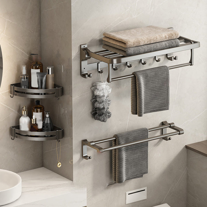 Kalsten | Contemporary Bathroom Accessory Set Grey Aluminum Bathroom Accessory Kit