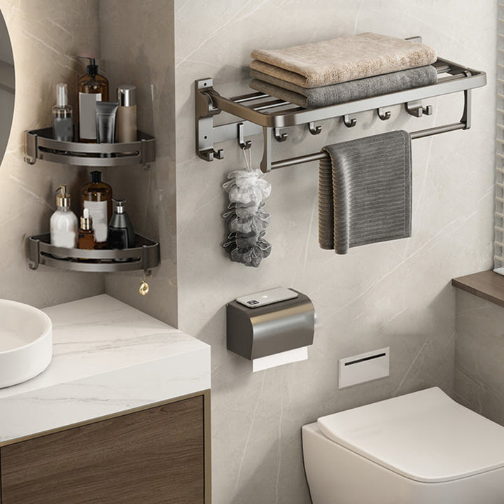 Kalsten | Contemporary Bathroom Accessory Set Grey Aluminum Bathroom Accessory Kit
