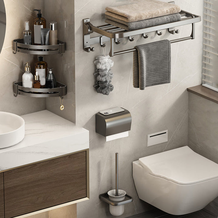 Kalsten | Contemporary Bathroom Accessory Set Grey Aluminum Bathroom Accessory Kit