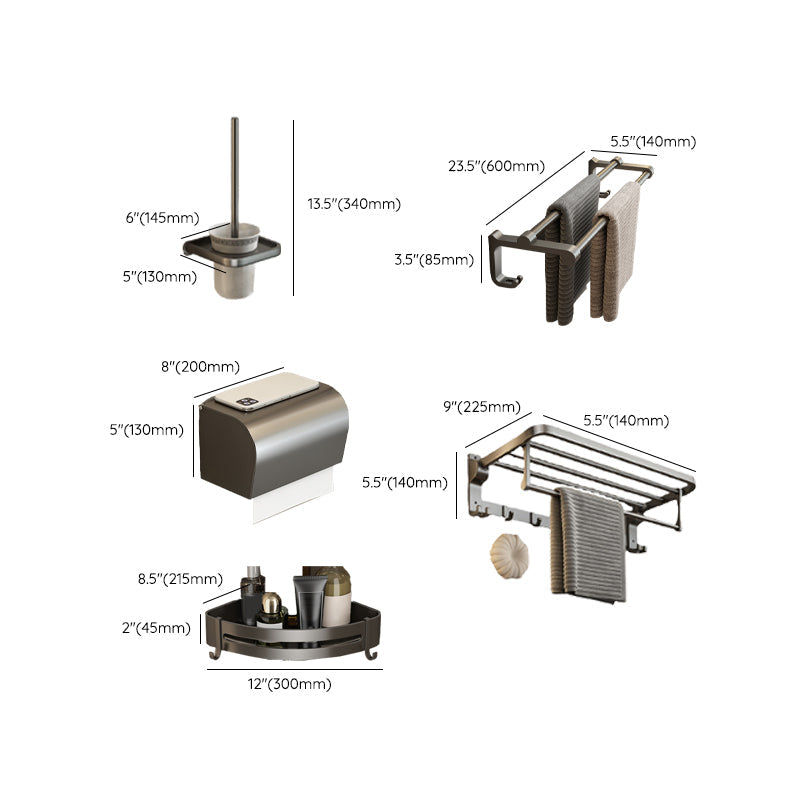 Kalsten | Contemporary Bathroom Accessory Set Grey Aluminum Bathroom Accessory Kit