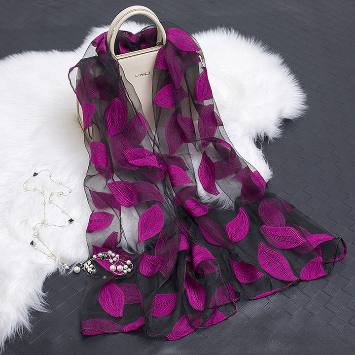 Kalsten | Silk scarf with cut flowers hollow motif