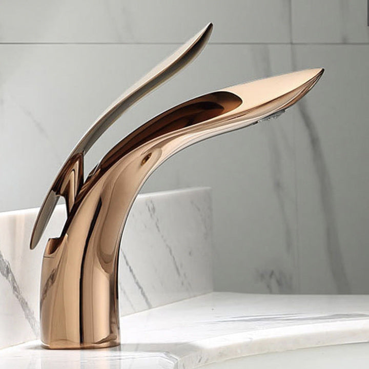 Kalsten | Brass 1-Hole Basin Mixer Tap Lever Handle Sink Faucet Round Modern Faucet for Bathroom