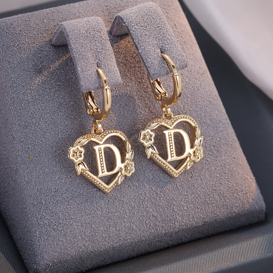 Kalsten | Dainty Initial Letter Heart Hoop Earrings