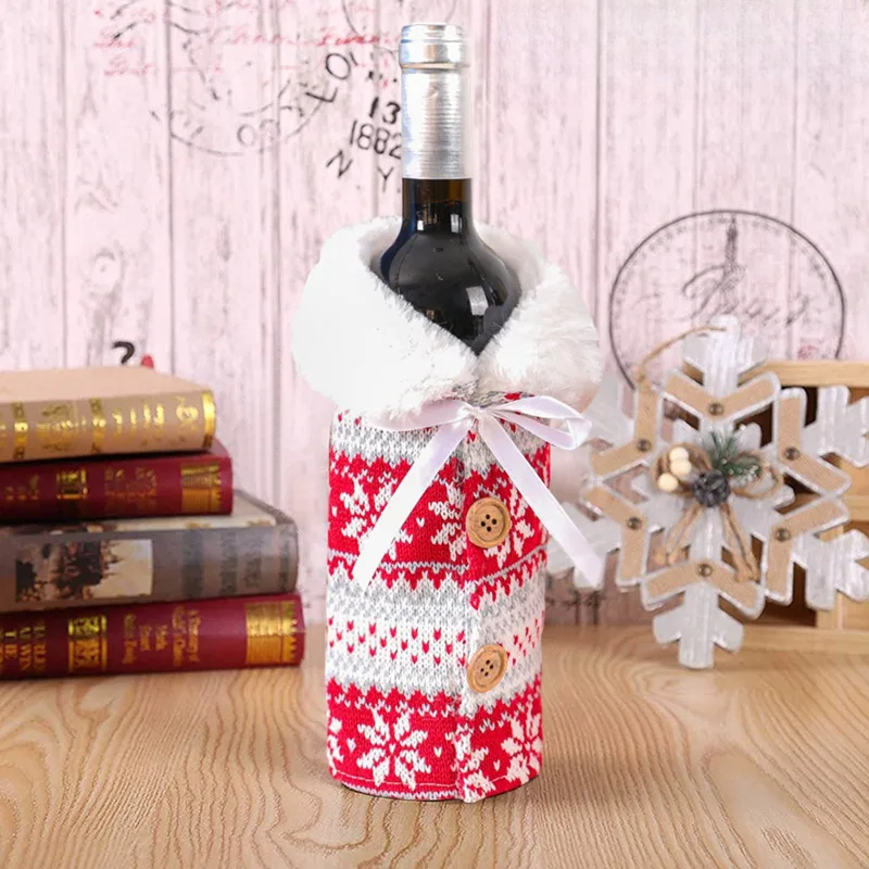 Christmas bottle cover with fur collar – festive cover for wine bottles, gnome decoration for Christmas, perfect as gift wrapping | Noxord