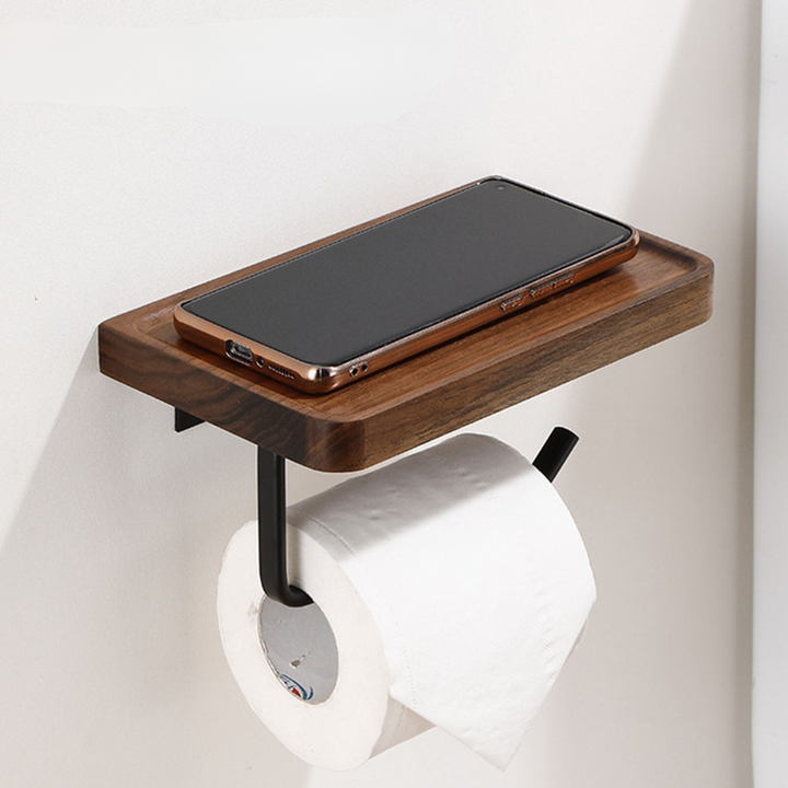 Elegant Wall-Mounted Toilet Paper Holder - made of Walnut and Stainless Steel Noxord