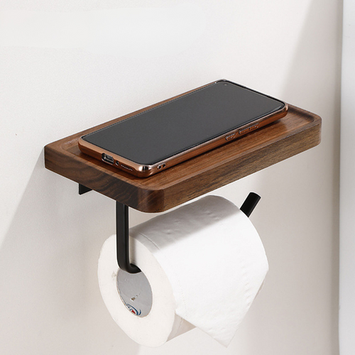 Elegant Wall-Mounted Toilet Paper Holder - made of Walnut and Stainless Steel Noxord