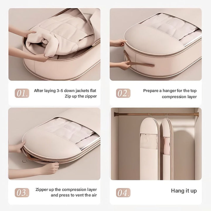 Kalsten | Space saving hanging garment bag with self-compressing zipper