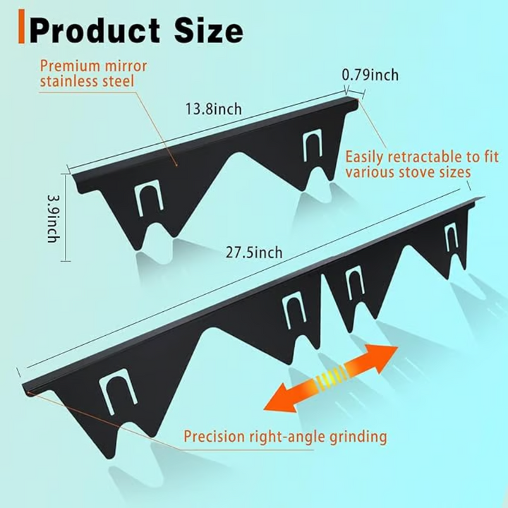 Kalsten | Adjustable Stove Gap Cover | Heat-Resistant Stainless Steel Seal Strip | Kitchen Spill Protector