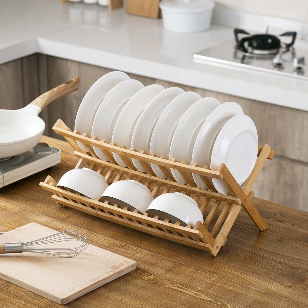 Bamboo drying rack with vertical compartments | Kalsten