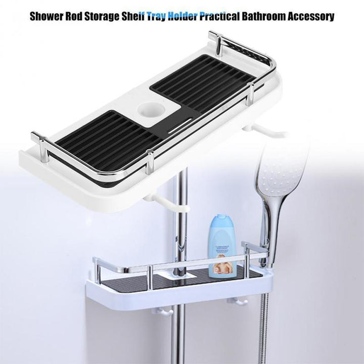 Bathroom Shelf Caddy for Shower Rail, No Drilling Pole Shower Storage Rack Holder | Kalsten