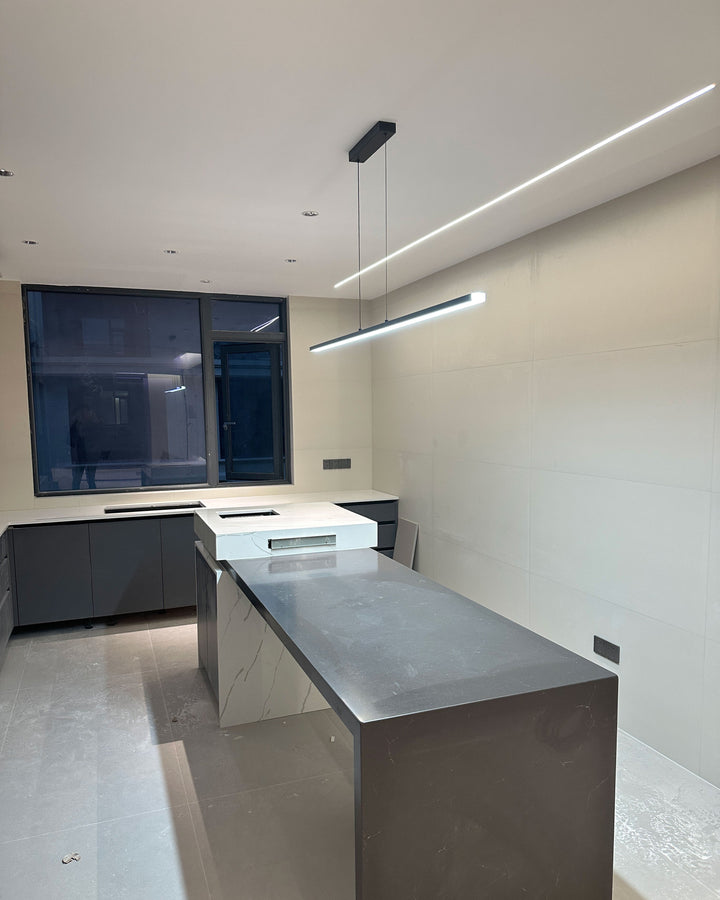 Linear Pendant Light Metal 39 in Adjustable Kitchen Island LED Warm White 3000K-6000K Modern Dining Room Hanging Lamp | Kalsten