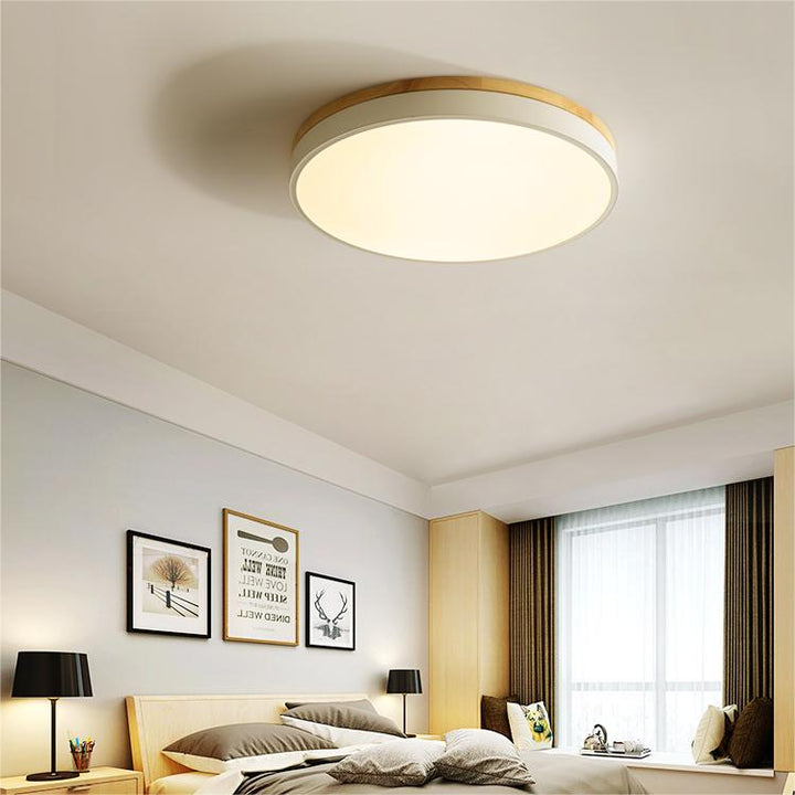Natural Wood Flush Mount Ceiling Light