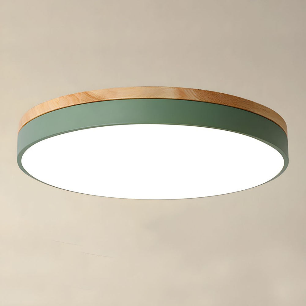 Natural Wood Flush Mount Ceiling Light