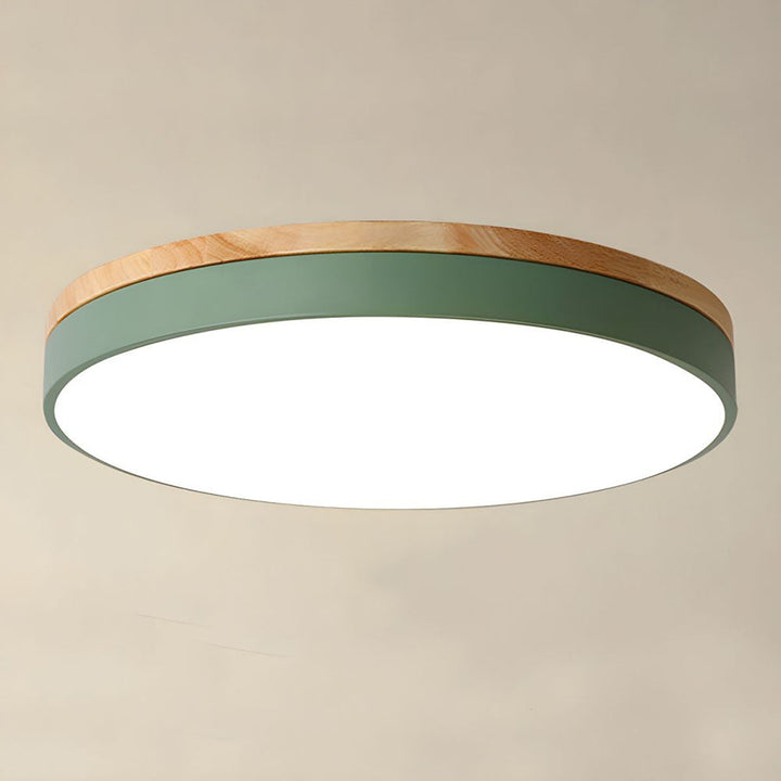 Natural Wood Flush Mount Ceiling Light