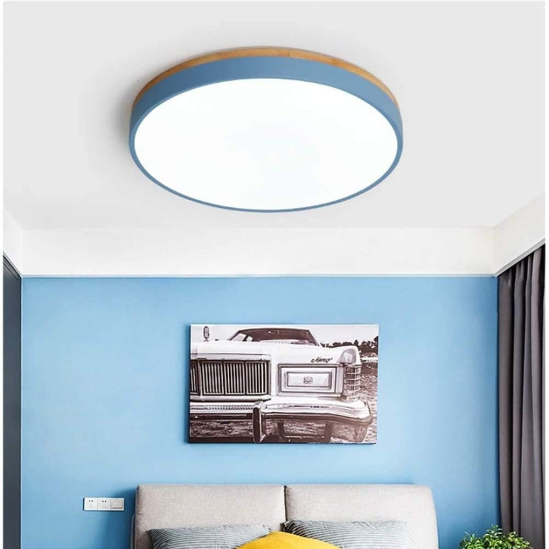 Natural Wood Flush Mount Ceiling Light
