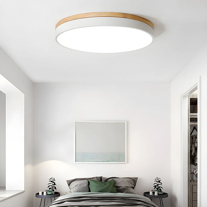 Natural Wood Flush Mount Ceiling Light