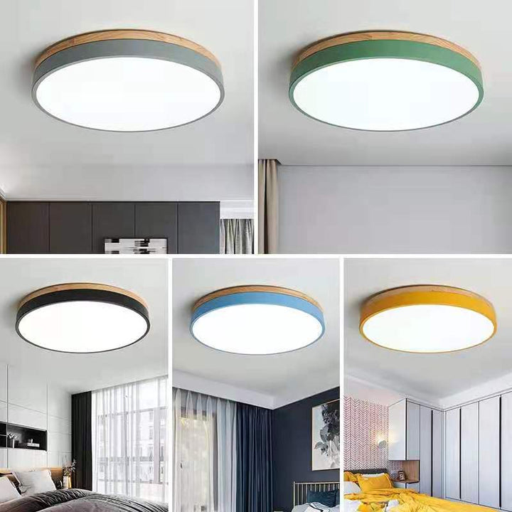 Natural Wood Flush Mount Ceiling Light