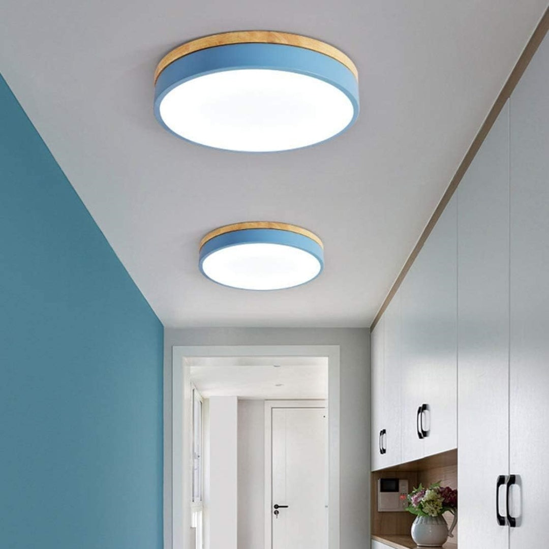 Natural Wood Flush Mount Ceiling Light