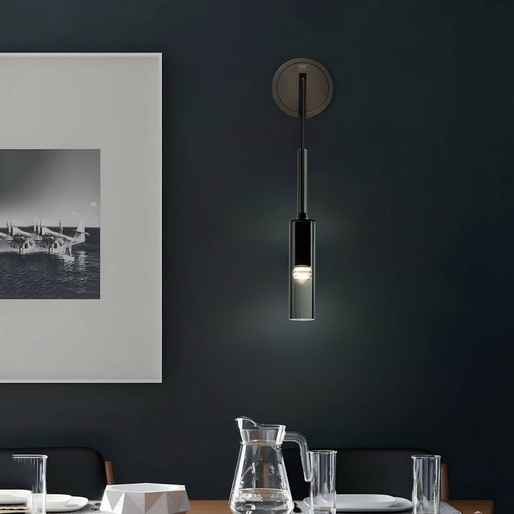 LED Wall Sconce Light – Nordic Smoked Glass Copper (42x7cm / 16.5x2.8in) | Kalsten