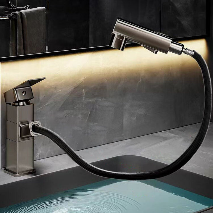 Kalsten | Bathroom Vessel Faucet Swivel Spout Single Handle Faucet with Pull-Out Spray Head