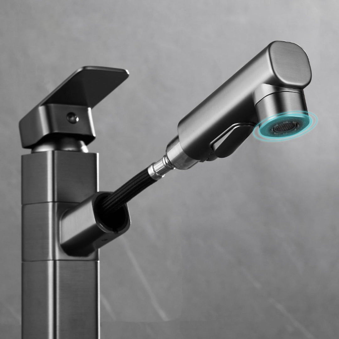 Kalsten | Bathroom Vessel Faucet Swivel Spout Single Handle Faucet with Pull-Out Spray Head