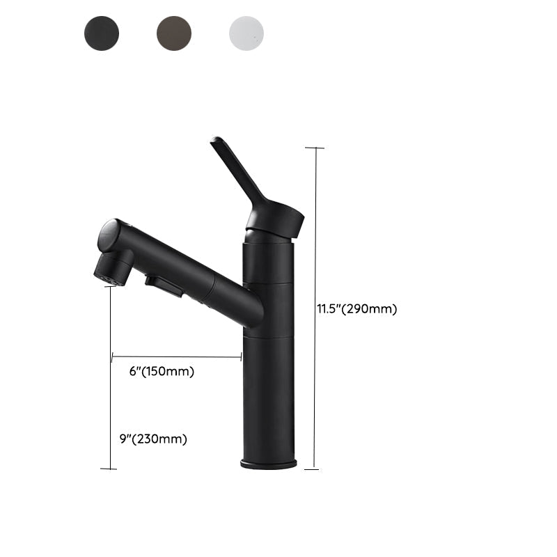 Kalsten | Bathroom Vessel Faucet Swivel Spout Single Handle Faucet with Pull-Out Spray Head