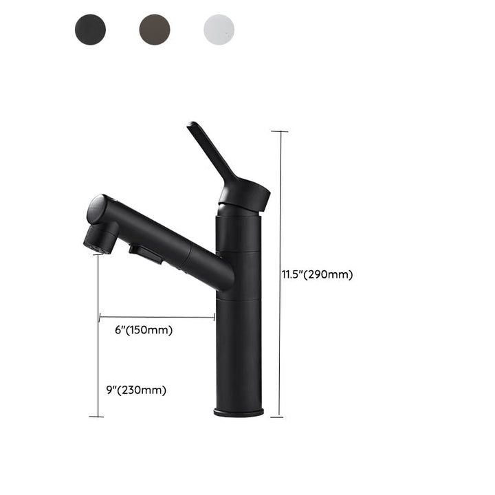 Kalsten | Bathroom Vessel Faucet Swivel Spout Single Handle Faucet with Pull-Out Spray Head