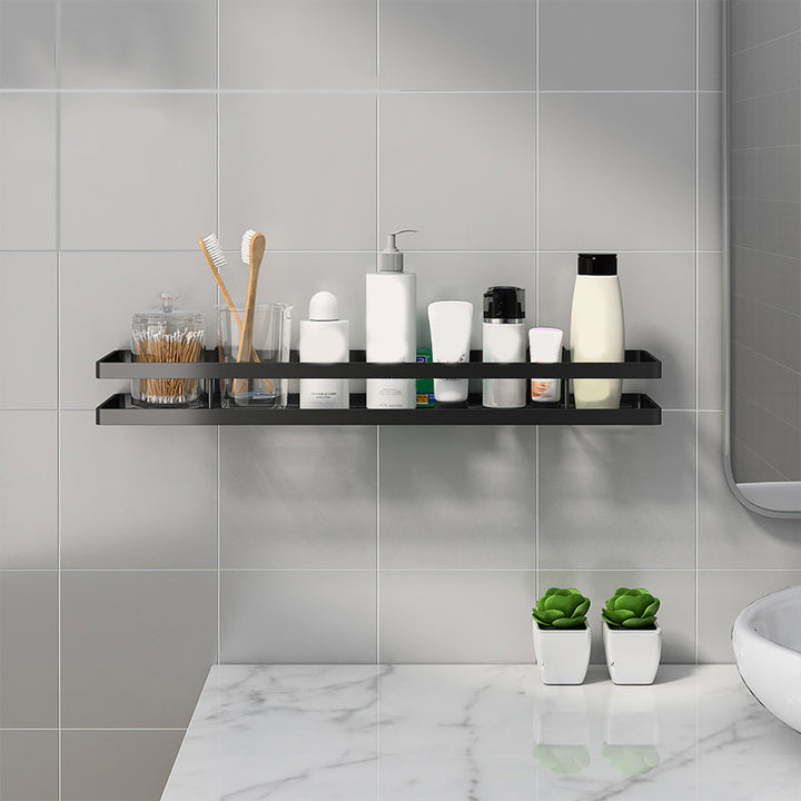 Kalsten | 2-piece bathroom shelf made of matte black metal bathroom hardware set