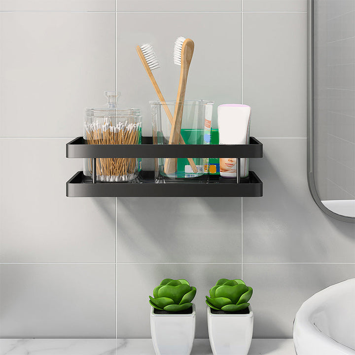 Kalsten | 2-piece bathroom shelf made of matte black metal bathroom hardware set