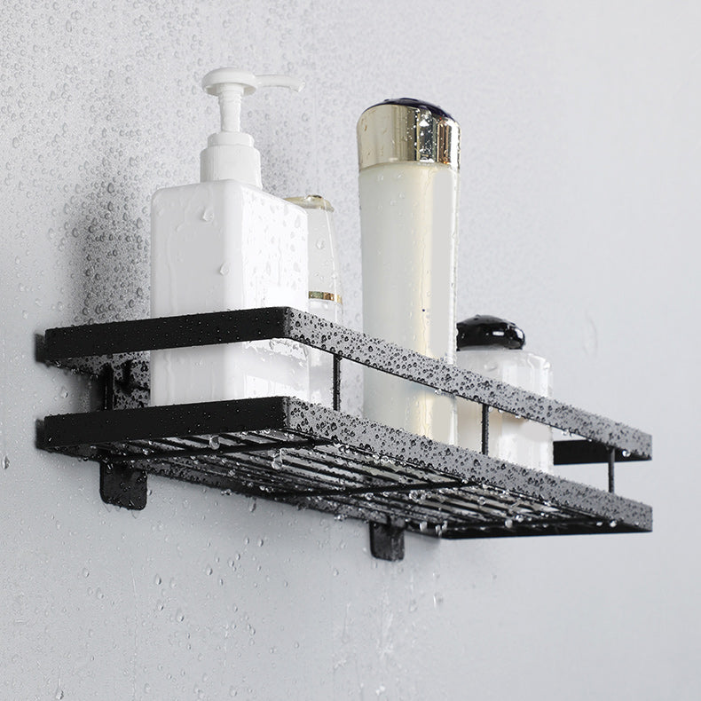Kalsten | 2-piece bathroom shelf made of matte black metal bathroom hardware set