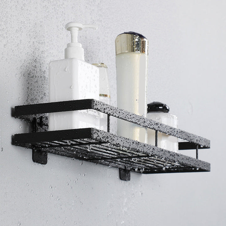 Kalsten | 2-piece bathroom shelf made of matte black metal bathroom hardware set