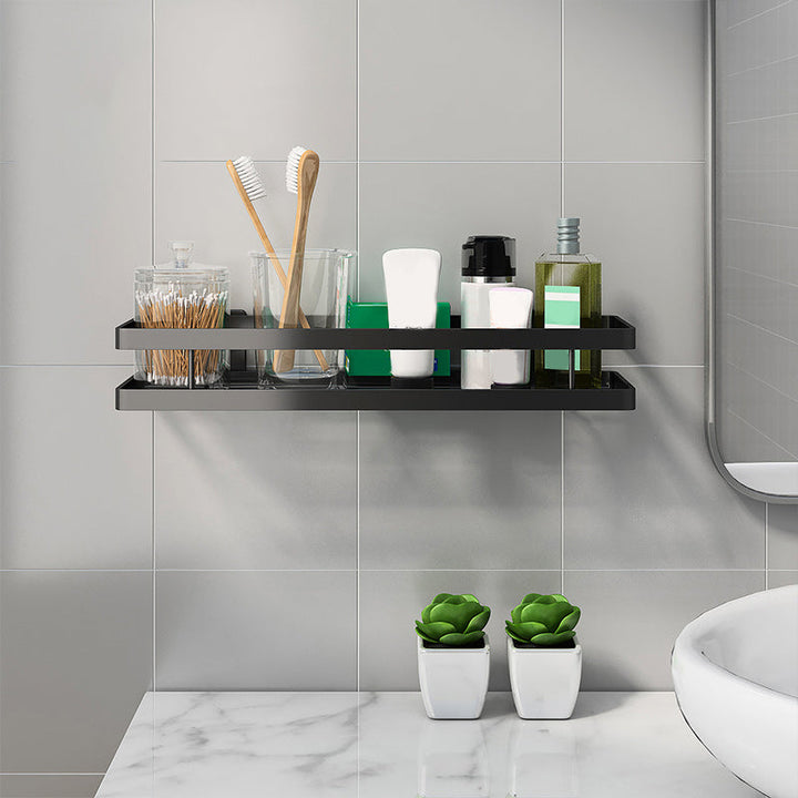 Kalsten | 2-piece bathroom shelf made of matte black metal bathroom hardware set
